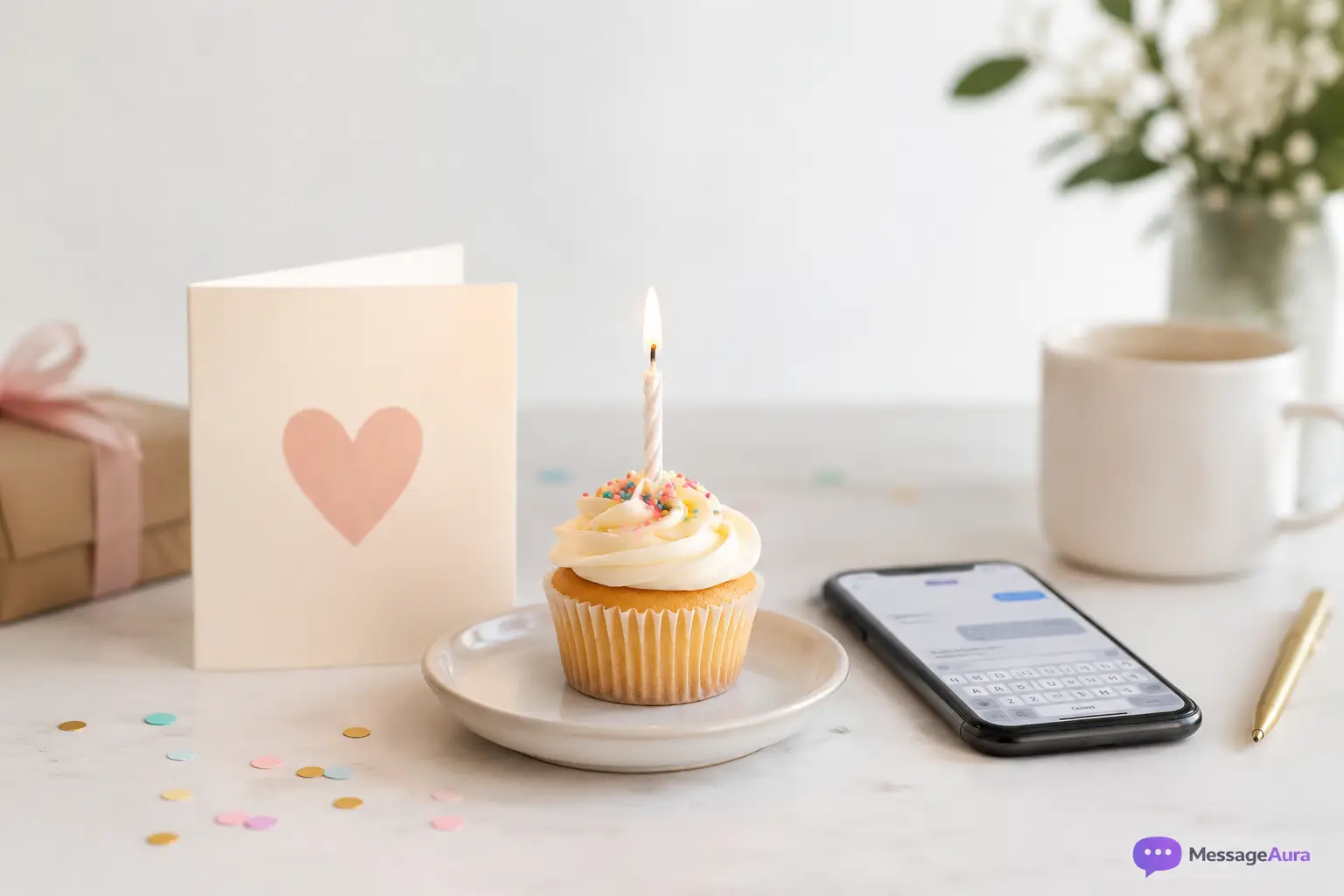 Simple birthday card and cake for short birthday wishes for friend