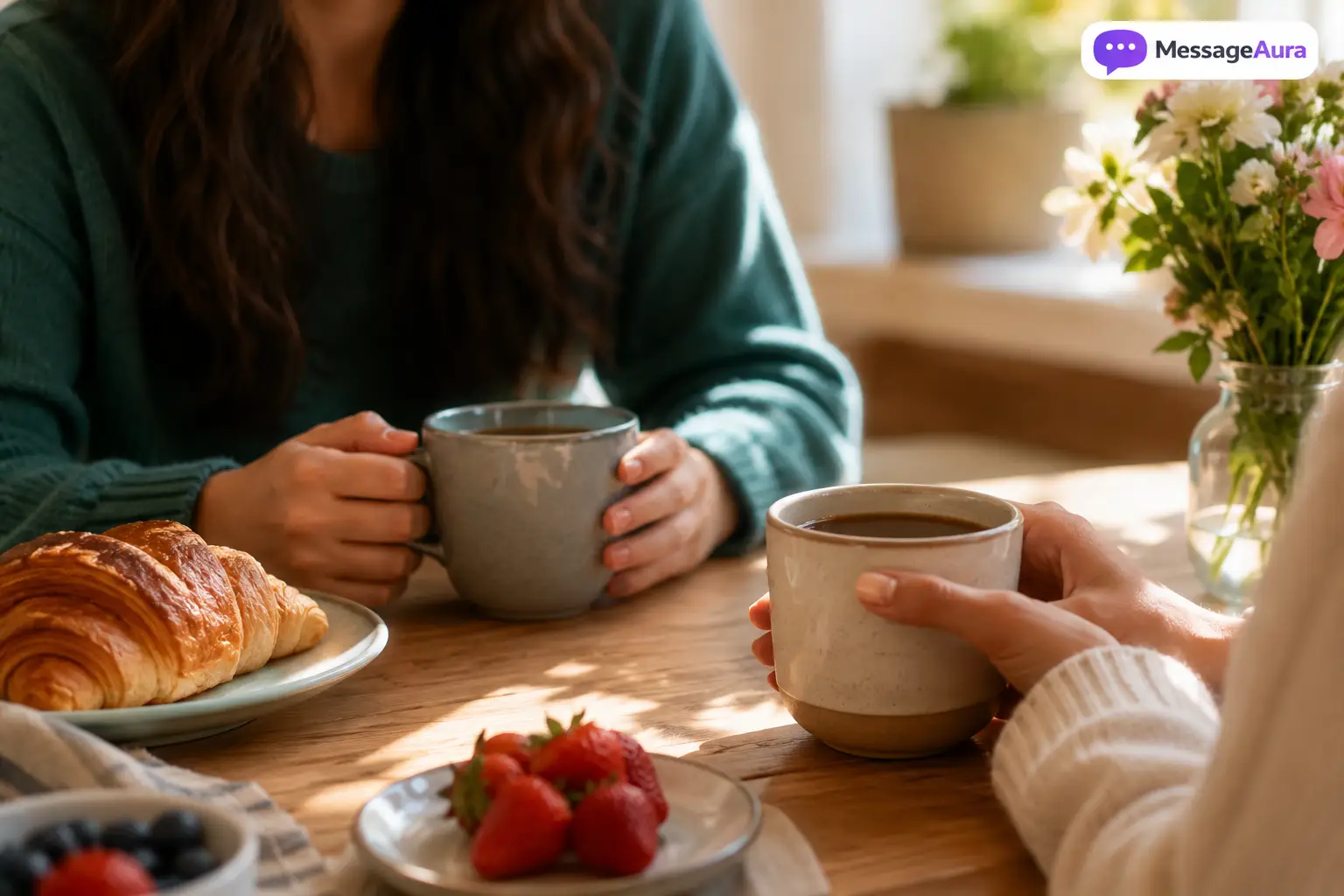 Cheerful coffee and friendship note setup for good morning messages for friend