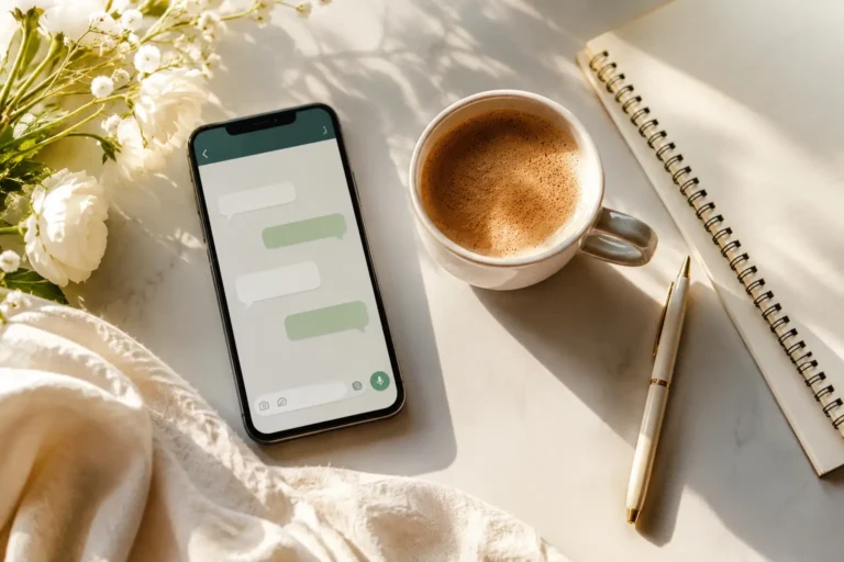 MessageAura feature image for good morning messages for WhatsApp with warm, clean, emotional design.