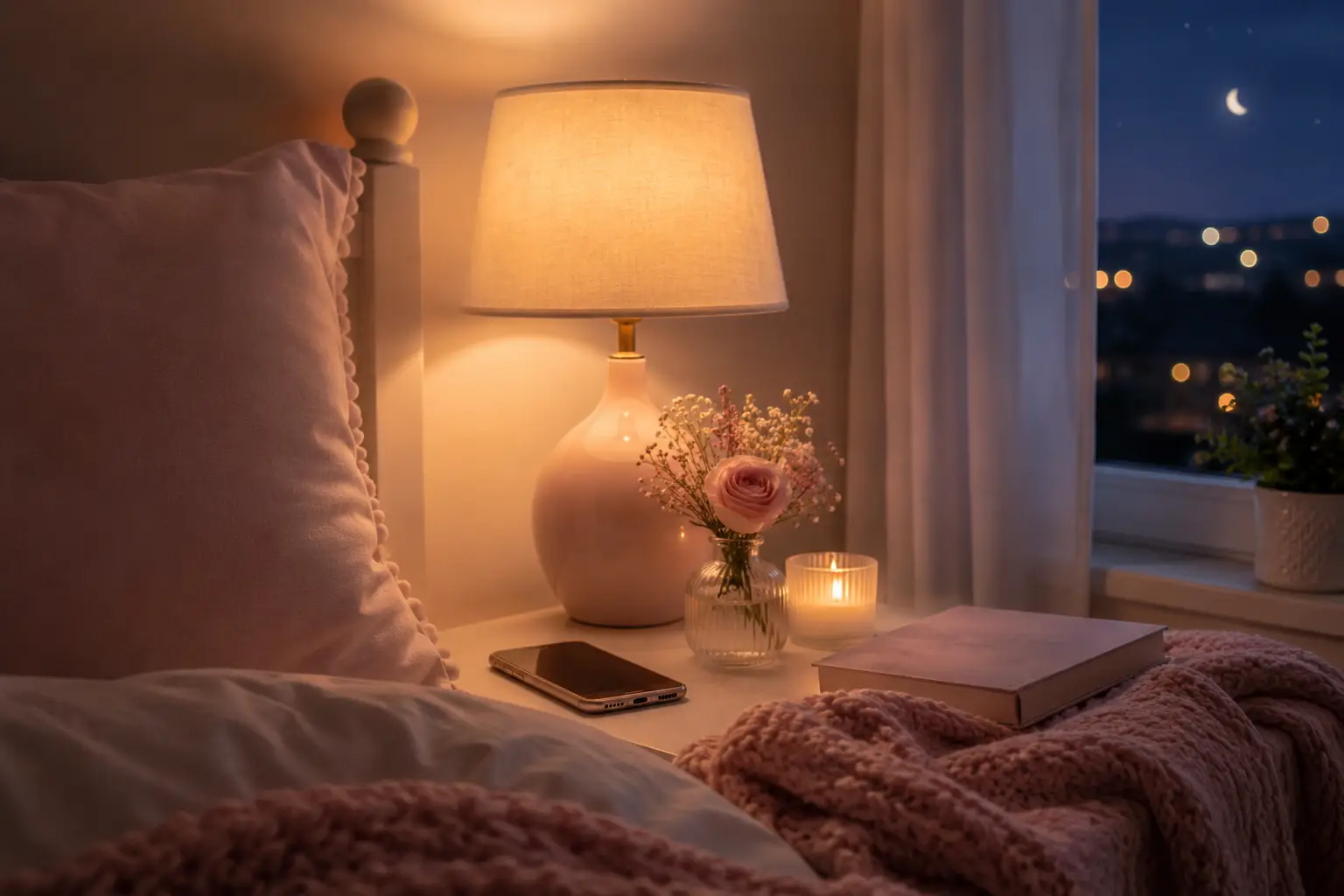 MessageAura feature image for good night messages for her with warm, clean, emotional design.