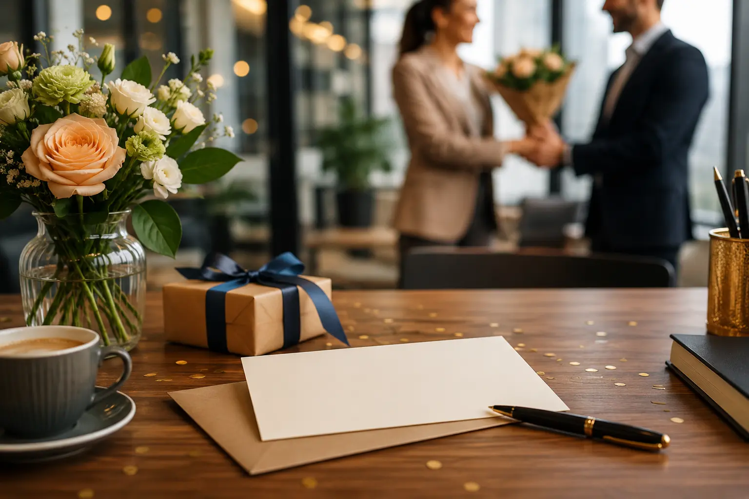 Clean lifestyle image representing promotion congratulations messages with a warm, meaningful, message-focused setting.