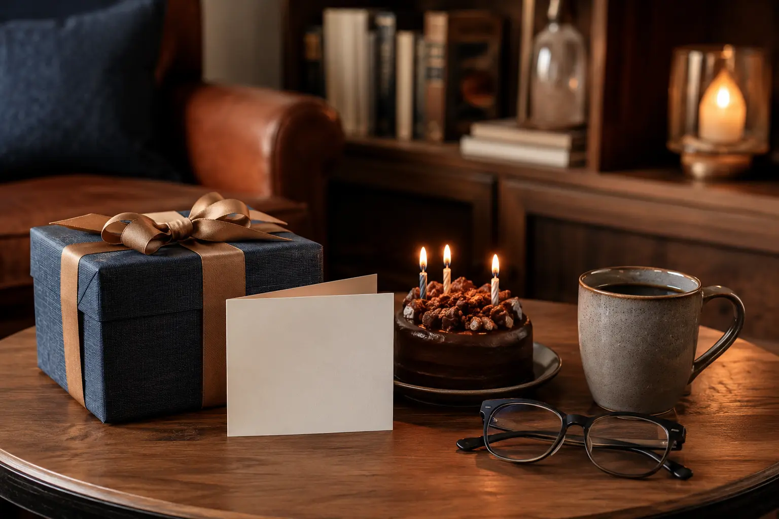 Clean natural featured image for birthday wishes for uncle with a birthday card, gift, and warm lifestyle setting.